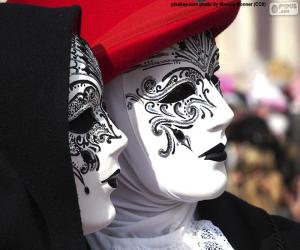 пазл Классические белые венецианские маски